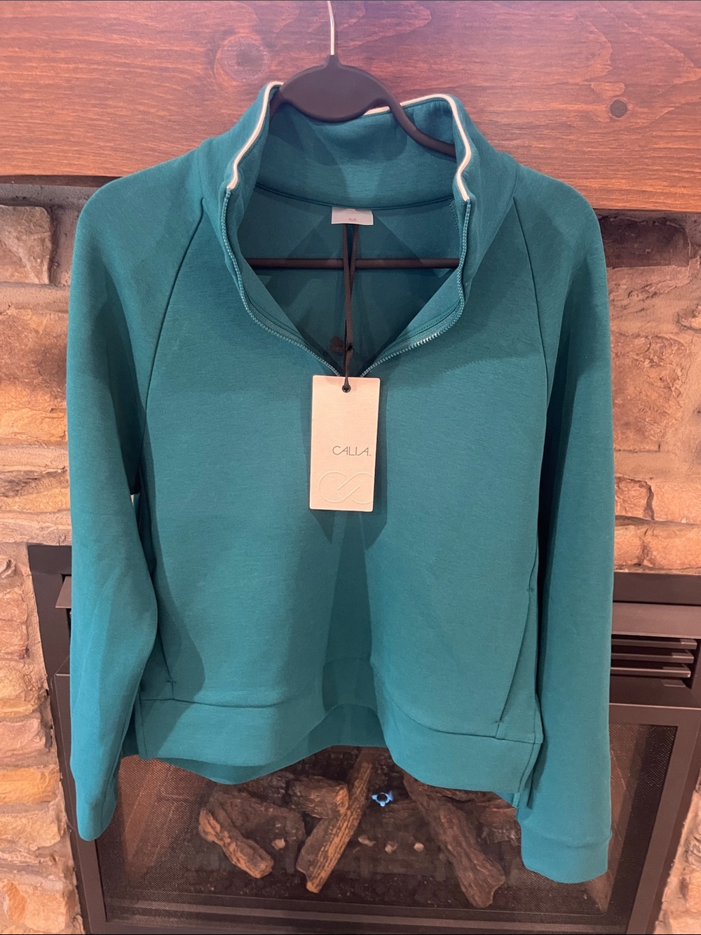 CALIA Teal Quarter-Zip golf scuba Pullover